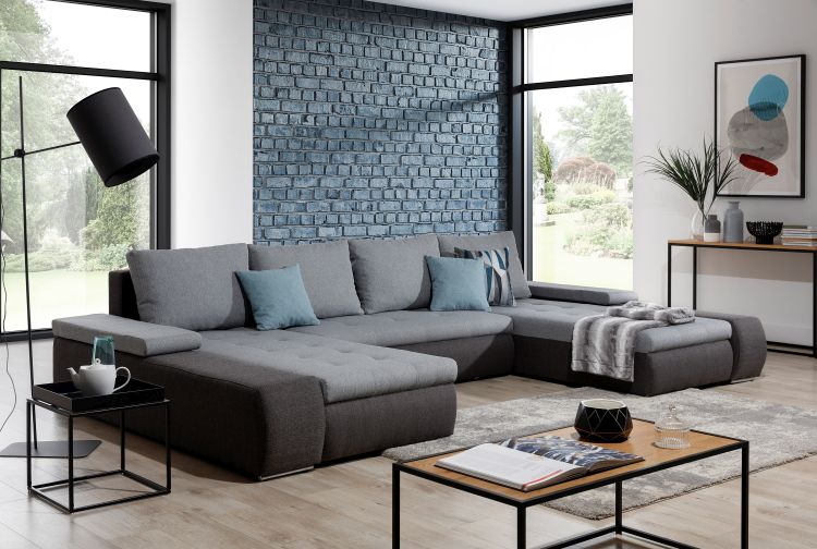 Ecksofa Maria mit Schlaffunktion Bettkasten XXL-Sofa in U-Form Wohnlandschaft