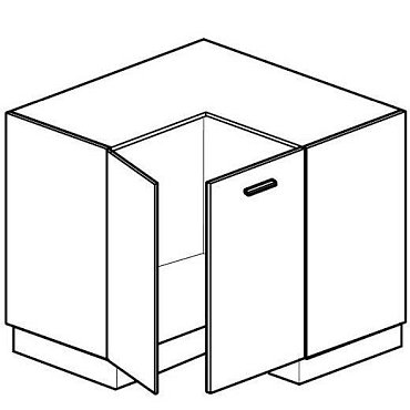 Eckunterschrank, 90x90 cm, zwei Türen