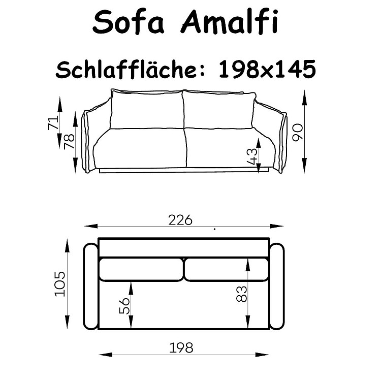 Cord Sofa Amalfi mit Bettkasten